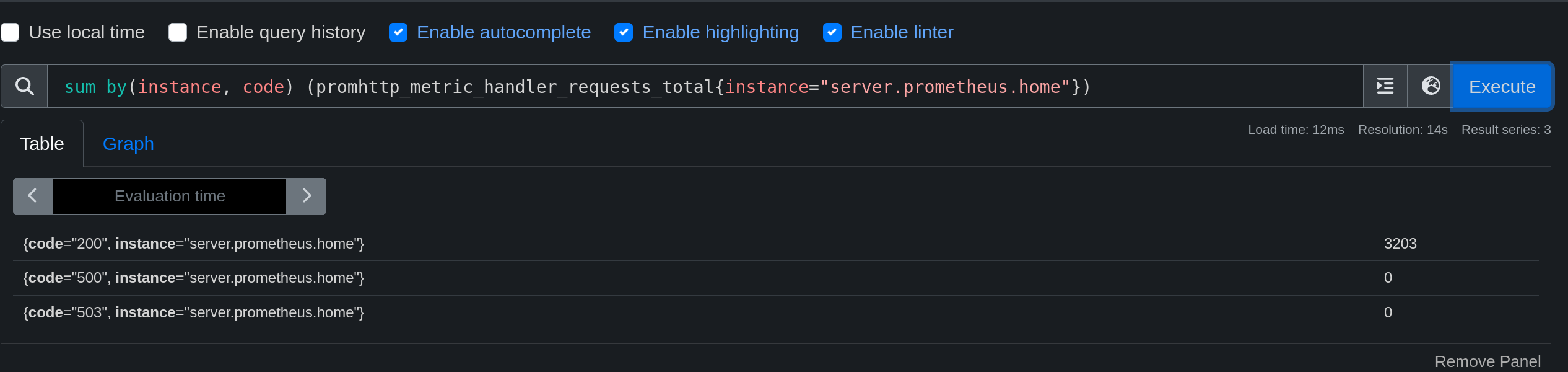 Interface web de Prometheus