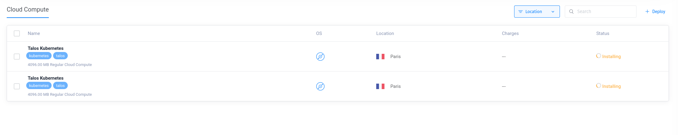 Création des instances vultr