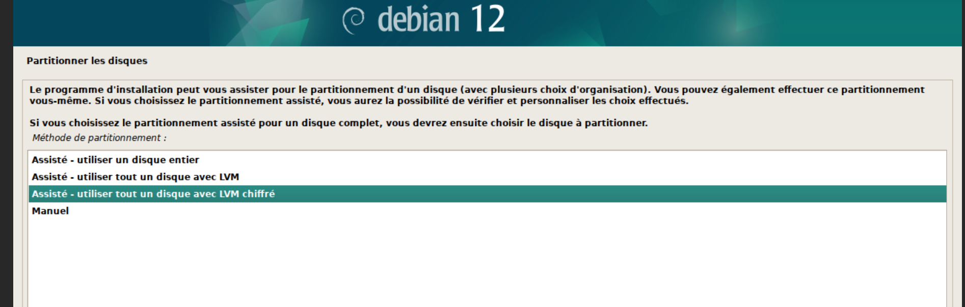 Installation de debian avec luks